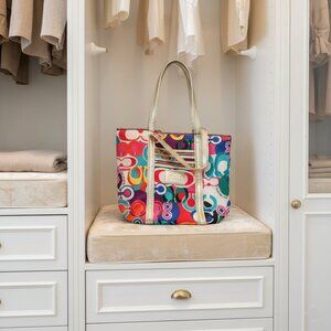 Coach Poppy Pop Signature C Glam Tote #13839